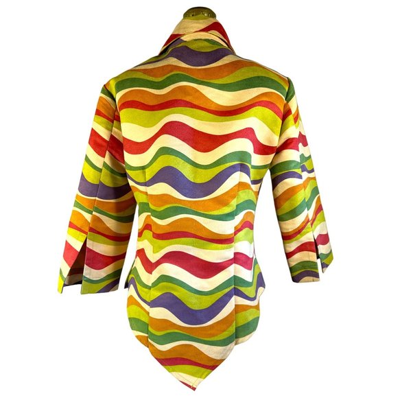 Annalese Jacket Women XS Retro Wavy Print Lace Tie Closure - Picture 4 of 8